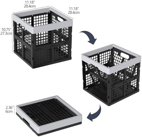 18 L Collapsible Milk Crates, Plastic Stackable Storage Crate - Image 2