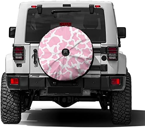 Pink Cow Print Spare Tire Cover by Foruidea