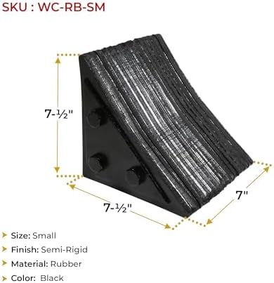 Mytee Products 2 Pack 7" x7-1/2 x7-1/2 Small Laminated Rubber Wheel Chock - Image 6