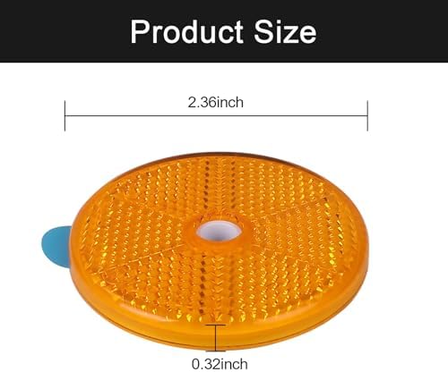 10 Pack Yellow Self Adhesive and Screw on Round Reflectors DOT - Image 2