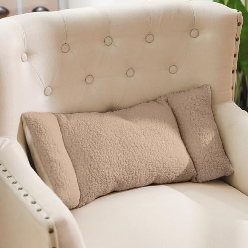 Queekay Fleece Lumbar Support Pillow 3 Section Back Pillow, Light Camel by Queekay