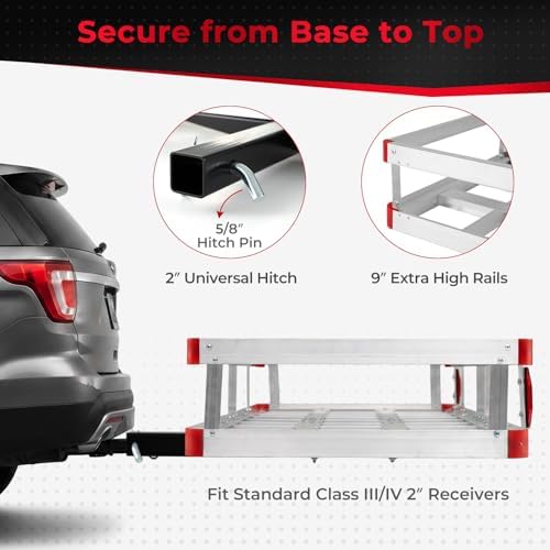 Aluminum Cargo Carrier, Hitch Mount Luggage Basket - Image 6