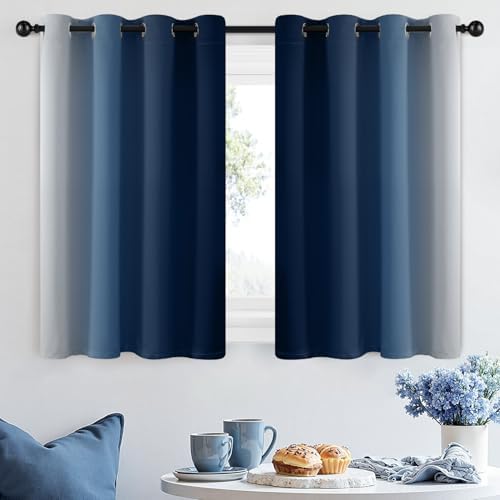 SimpleHome Ombre Blue to Grey White Curtains - Image 2