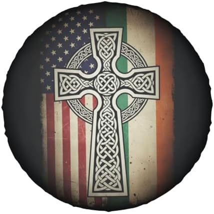 Retro American Irish Cross St. Patrick's Day Flag Spare Tire Cover, 15 inch - Image 7