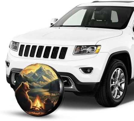 Bear Campfire Moutain Universal Spare Tire Cover, 16 Inch, Cute Waterproof - Image 7