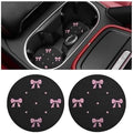 2PCS Car Coasters Rhinestone Bow Cup Holder Pad Anti-Slip Pink by KHGUZ