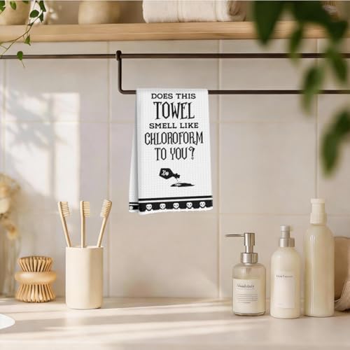 Funny White Kitchen Towels, Funny Joked Themed Waffle Hand Towels - Image 4