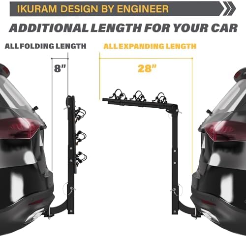 3 Bike Rack Bicycle Carrier Racks Hitch Mount Double Foldable Rack - Image 6