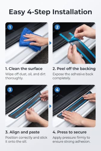 4 PCS Door Sill Protectors, Anti-Scratch Door Edge Guards, Carbon Fiber Leather - Image 5