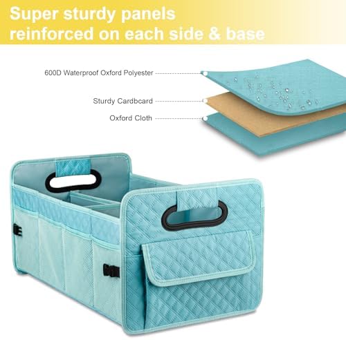 Car Trunk Organizer for SUV, Collapsible Car Storage Organizer Lake Blue - Image 2