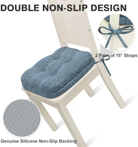 Shinnwa Dining Chair Cushions Set of 6, Dual-Layer Memory Foam Kitchen Chair - Image 5