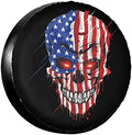 American Flag Skull Patriotic Spare Tire Cover, Universal Wheel Tire Cover by FEIONAGY