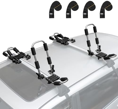 Leader Accessories Stainless Steel Folding Kayak Rack 4 PCS/Set J Bar Car Roof by LeaderAccessories