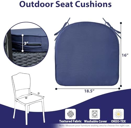 IPYNBAP Outdoor Chair Cushions Set of 4, Waterproof Outdoor Seat Cushions - Image 6