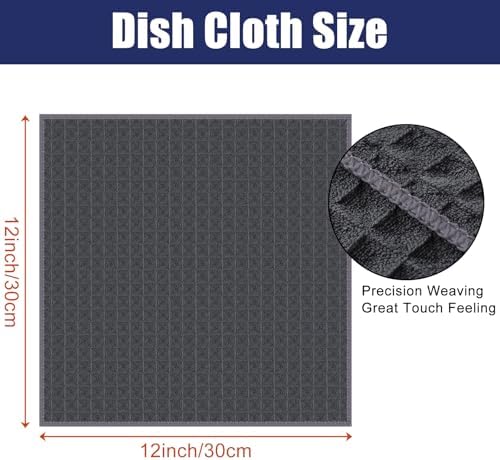 Homaxy Microfiber Waffle Weave Kitchen Dish Cloths, 12 Pack, Dark Grey - Image 2