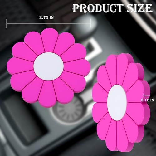 2-Pack Car Cup Holder Coaster Inserts, Daisy Shape, 2.75 Inch Non-Slip Silicone - Image 2