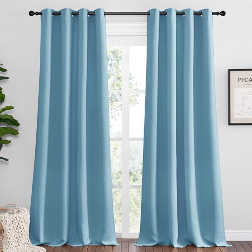 NICETOWN Teal Blue Blackout Curtains 96 inches Length by NICETOWN