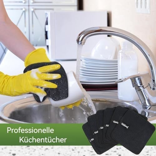 KinHwa Waffle Microfiber Dish Cloths Black Kitchen Towels, Washcloths - Image 5