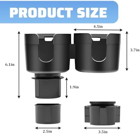 Car Double Cup Holder Expander, 2 in 1 Multifunctional Vehicle Cup Holder - Image 2