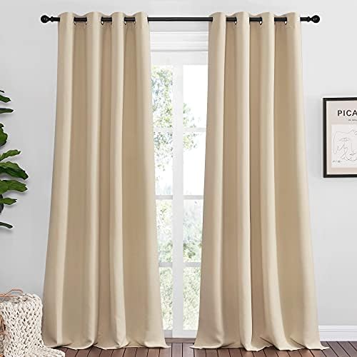 NICETOWN Bedroom Blackout Curtains Panels 1 Pair 55 x 92-in Biscotti Beige by NICETOWN