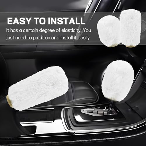 Hovom 2PCS Fluffy Car Gear Shift Knob Cover & Handbrake Cover - Image 5