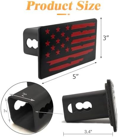 AUCELI American Flag Metal Car Trailer Hitch Cover, Heavy Auto Tow Plug - Image 2