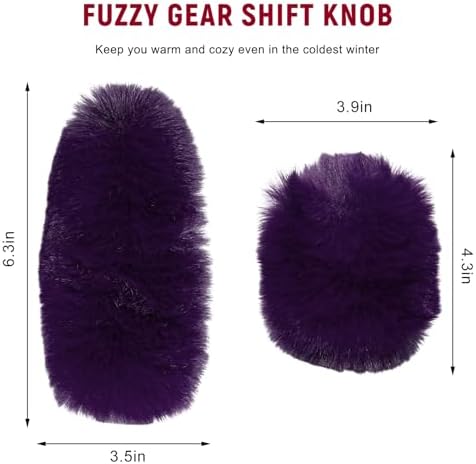 2PCS Fluffy Car Gear Shift Knob Cover & Handbrake Cover, Furry Auto Hand Brake - Image 2
