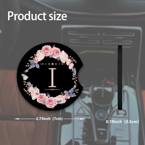 2pcs Letter I Car Coasters, Absorbent Universal neoprener Cup Holder Coasters - Image 3