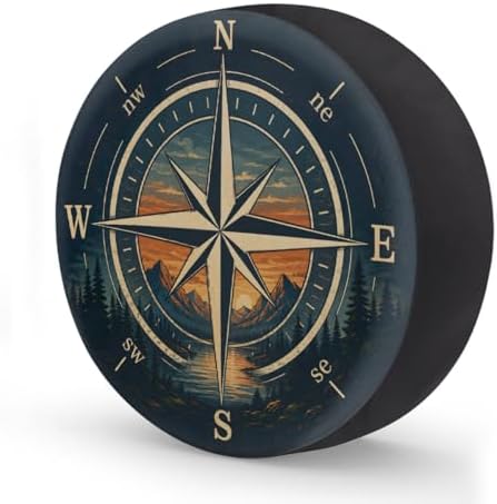 Retro Mountain Compass Spare Tire Cover Wheel Covers Protectors Waterproof by cfpolar