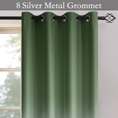 SimpleHome Sage Green to Grey White Ombre Room Darkening Curtains 84 Inch - Image 3