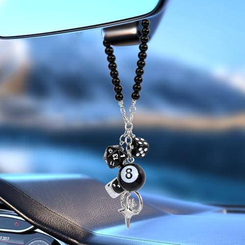 YGMONER 8 Ball Dice for Car Mirror, Y2K Aesthetic Lucky Charm Car Rear View - Image 3