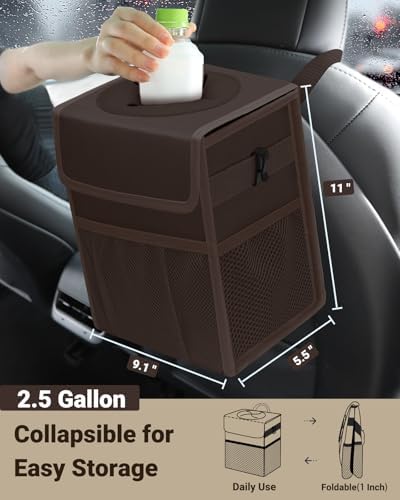 Capolo Car Trash Can with Lid, Leakproof Car Garbage Can - Image 2