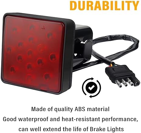 carleef 15 LED Trailer Hitch Brake Light, 12V Red Lights Smoked Tail Lights - Image 3