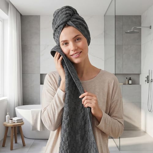REDKISS 4 Pack Charcoal Gray Bath Towels - Image 3