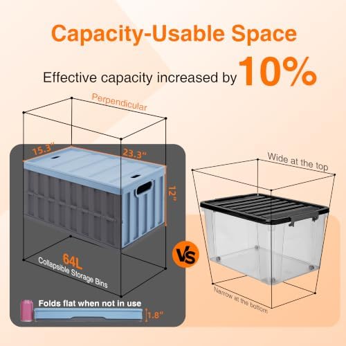Citylife 2PC 64L Collapsible Storage Bins - Image 3