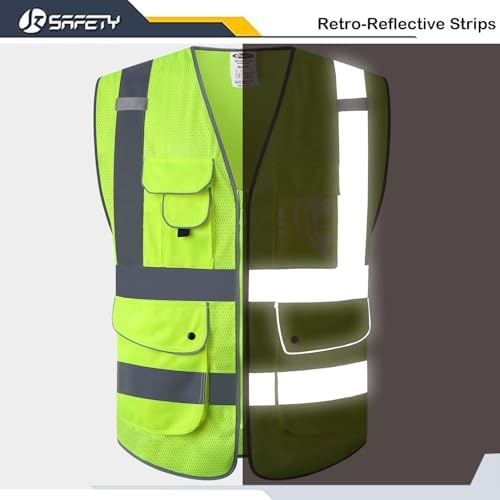 JKSafety Safety Vest for Men Women Reflective Hi Vis JK159 Yellow 5XL - Image 3