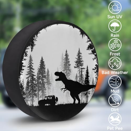 Spare Tire Cover for RV Trailer, Dinosaur Waterproof Sun Leather Wheel Cover - Image 3
