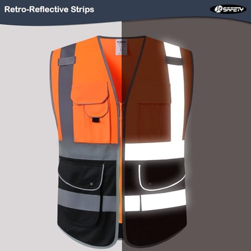 JKSafety Safety Vest for Men Women Reflective Hi Vis JK150 OBlack XXL - Image 4
