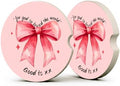 Pink Bow Christian Bible Car Coasters, Scripture Faith Cup Holders by Unknown