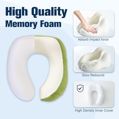 Cirorld Neck Pillow for Traveling, Travel Pillows for Airplanes Green - Image 4