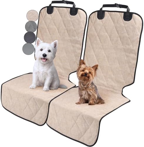 VIVAGLORY Dog Front Seat Cover Car Seat Protector, Heather Khaki by VIVAGLORY
