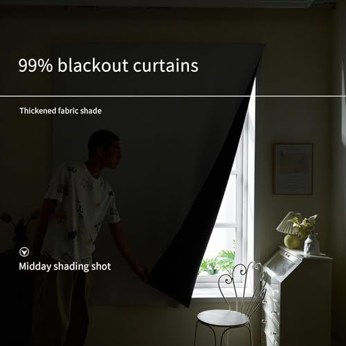 AJAZZ 100% Blackout Self Adhesive Curtains Small Window Short Temporary Black - Image 2