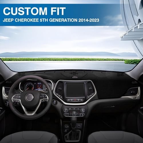 KUST Black Dash Cover for Jeep Cherokee Latitude 2014-2023 Polyester Dashboard - Image 3
