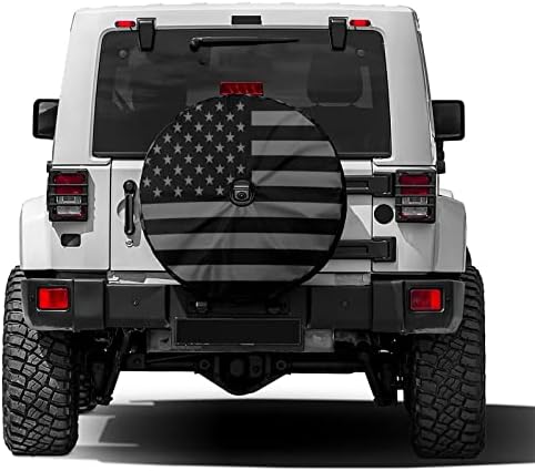 Black America Flag Spare Tire Cover by Foruidea