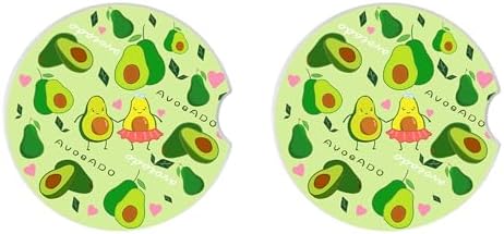Cute Avocado Car Coasters: Pack of 2, Absorbent Ceramic Drink Cup Holder - Image 5