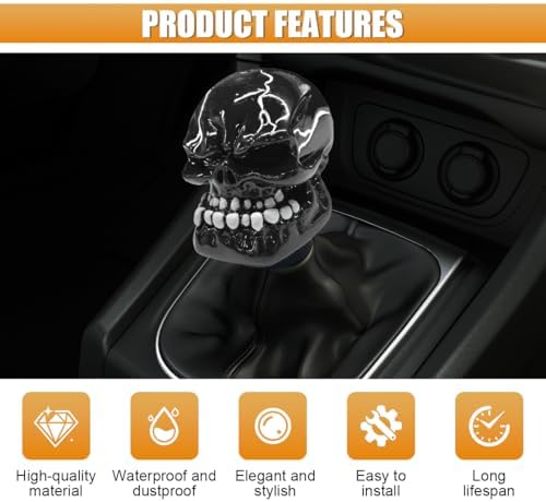 Skull Car Gear Shift Knob, Resin Shifter Lever Handle - Image 3