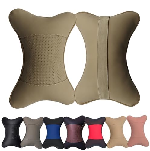 Car Neck Pillows Both Side Pu Leather 2pieces Pack Headrest Fit by Professinalcaraccessories