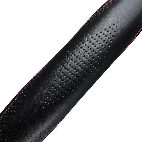 HAOKAY Top Grade Black Genuine Leather Steering Wheel Cover Women Men, Luxury - Image 4