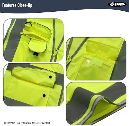 JKSafety Safety Vest for Men Women Reflective Hi Vis JK150 Yellow L - Image 4