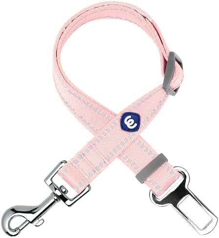 Blueberry Pet Essentials Pastel Color Reflective Dog Seat Belt Tether, Baby Pink by BlueberryPet